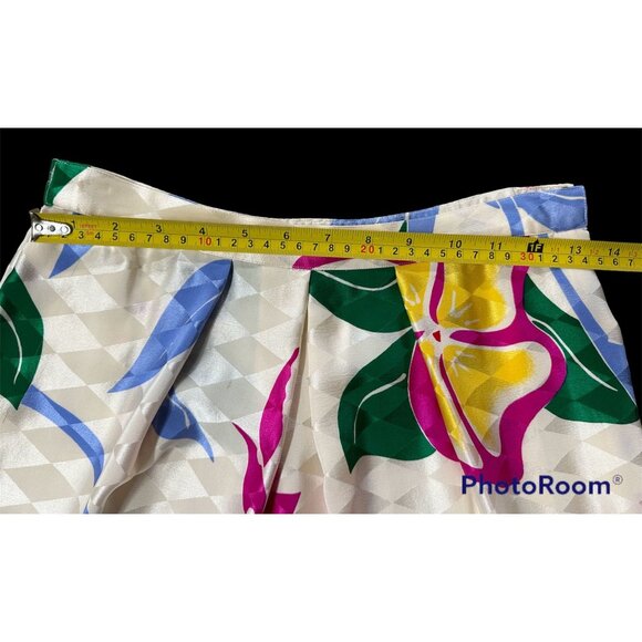 Vintage Skirt 1980s Umi Collections Anne Crimmins Tropical Flowers Pleated Retro - Picture 9 of 10